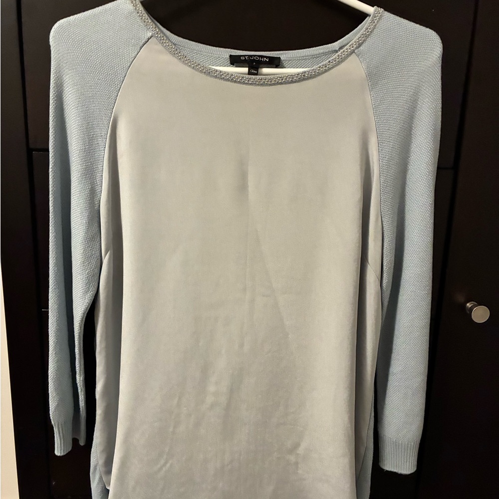 St. John Light Blue Knit Top